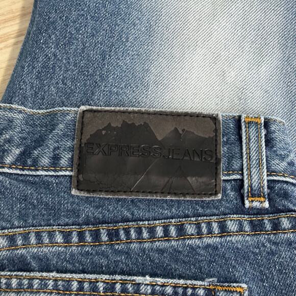 VTG Express Jeans Womens Size 7/8S Low Rise Bootcut Faded Whiskers Cotton Skater - Picture 10 of 12